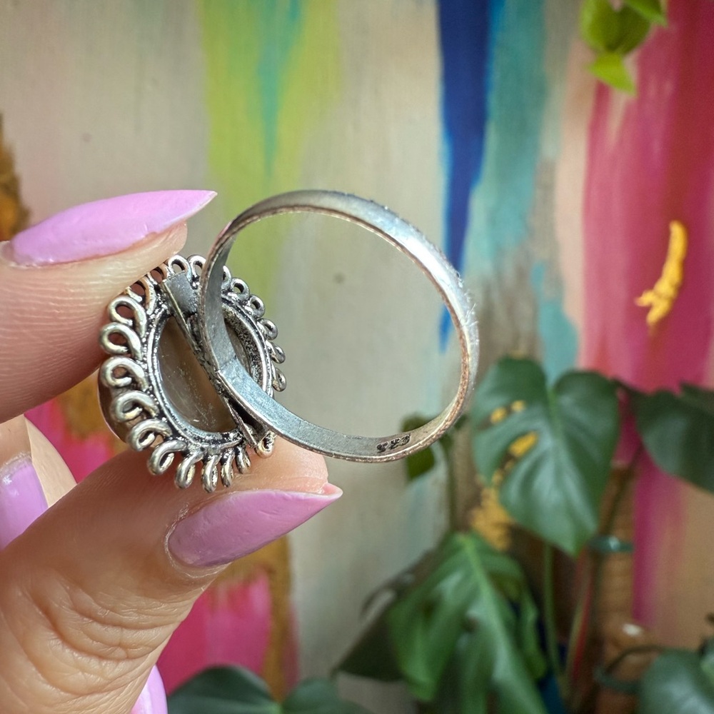 Oval Agate Ring Sz 9 | E - Picture 5 of 6